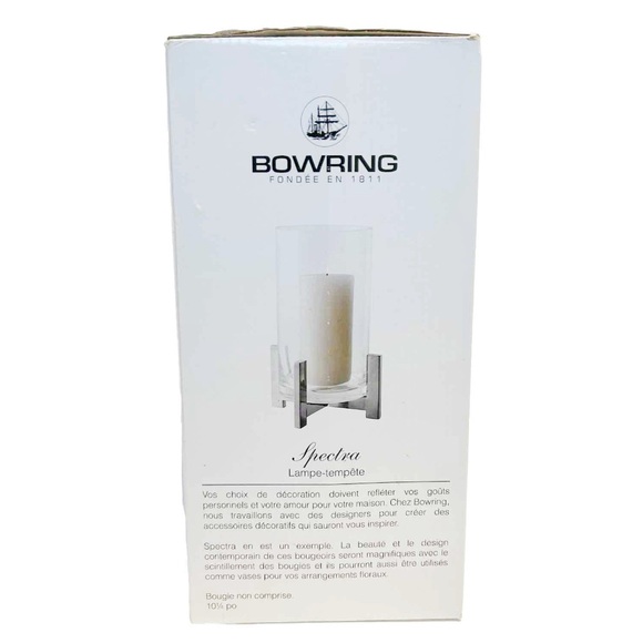 Bowring Spectra Hurricane Glass Candle Holder Lamp Vase Silver Stand 10.25 inch - Picture 9 of 12